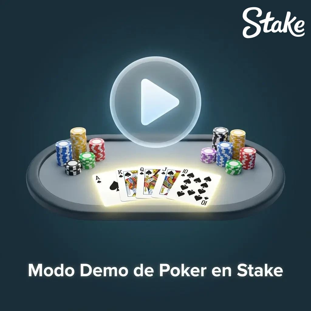 Modo demo de poker en Stake con créditos virtuales para practicar sin riesgo financiero antes de apostar dinero real