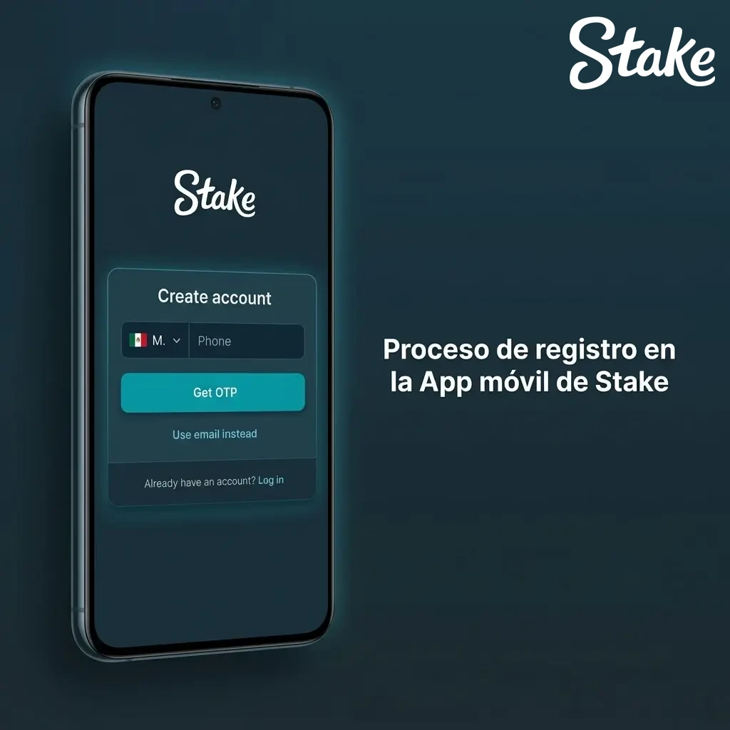 Proceso de registro en la app móvil de Stake para crear cuenta en México, paso a paso para mayores de 18 años